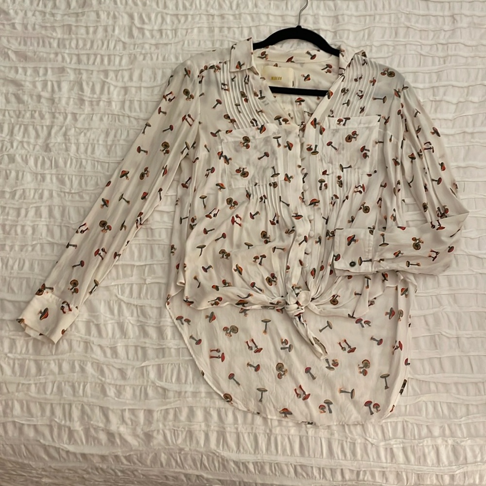 Anthropologie Maeve Mushroom Blouse, SIZE: XS